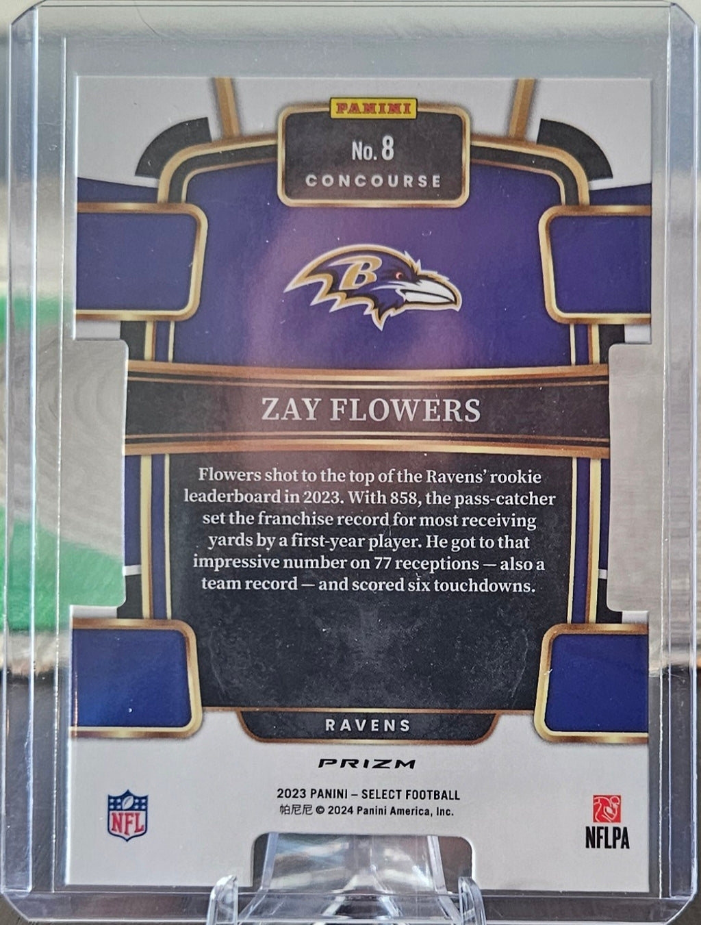 2023 Panini Select - Zay Flowers #8 - Concourse Die-Cut Red & Yellow Prizm (RC)
