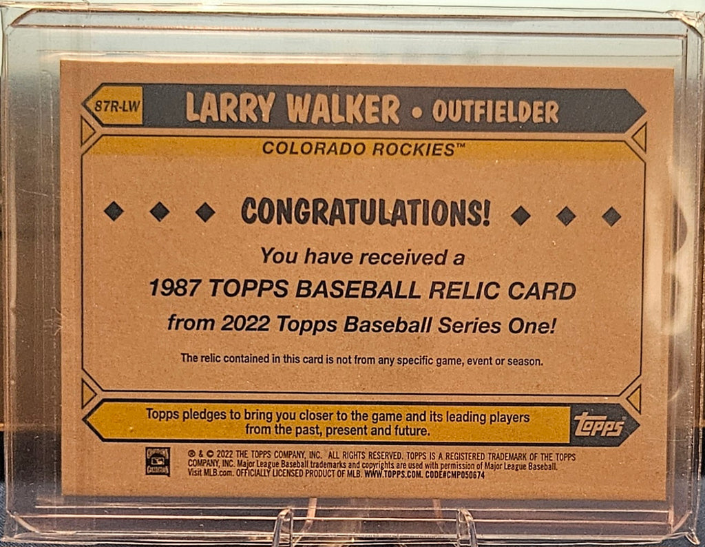 2022 Topps - Larry Walker #87R-LW - 1987 Topps Baseball Relic
