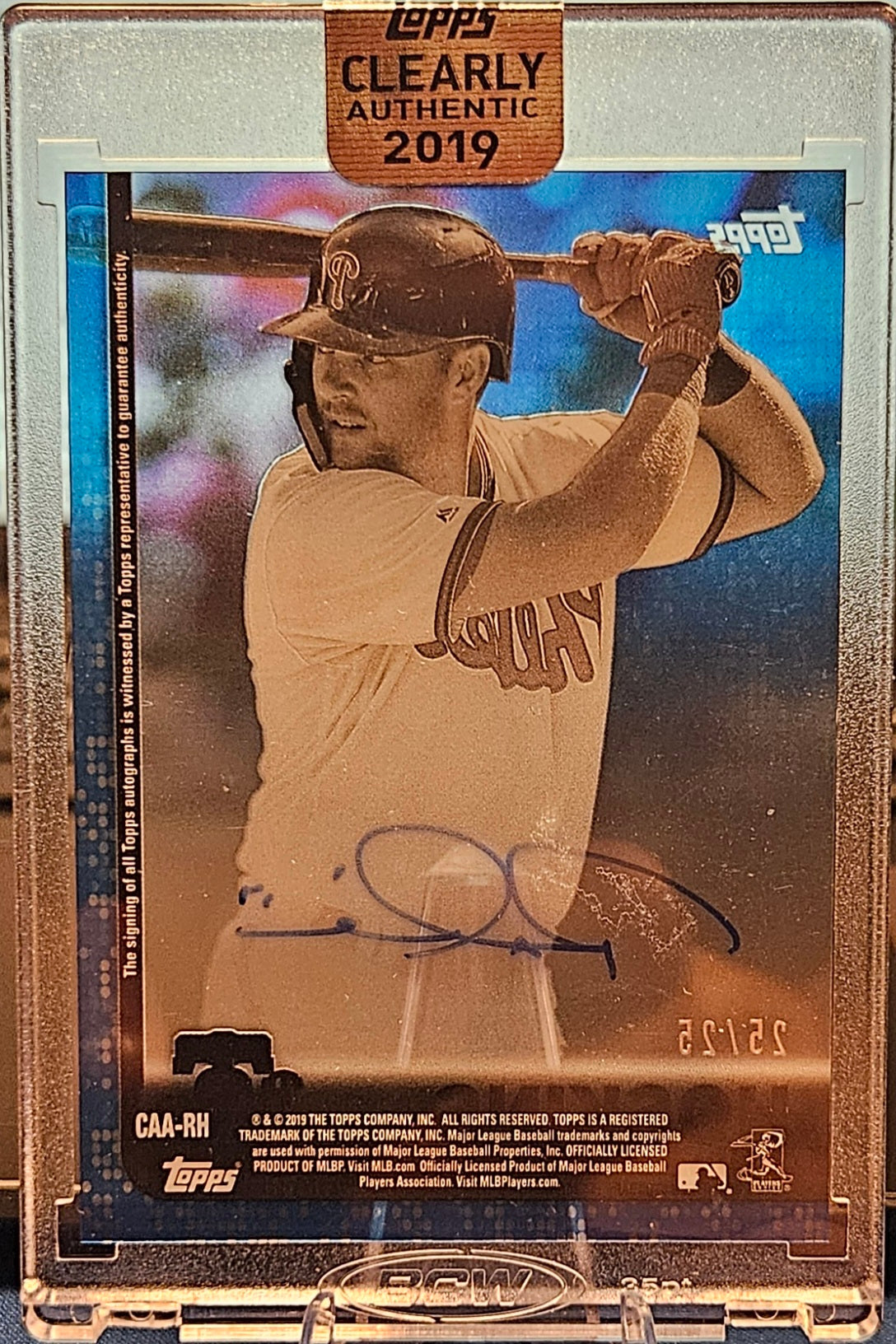 2019 Topps Clearly Authentic - Rhys Hoskins #CAA-RH - Blue 25/25 - Autograph
