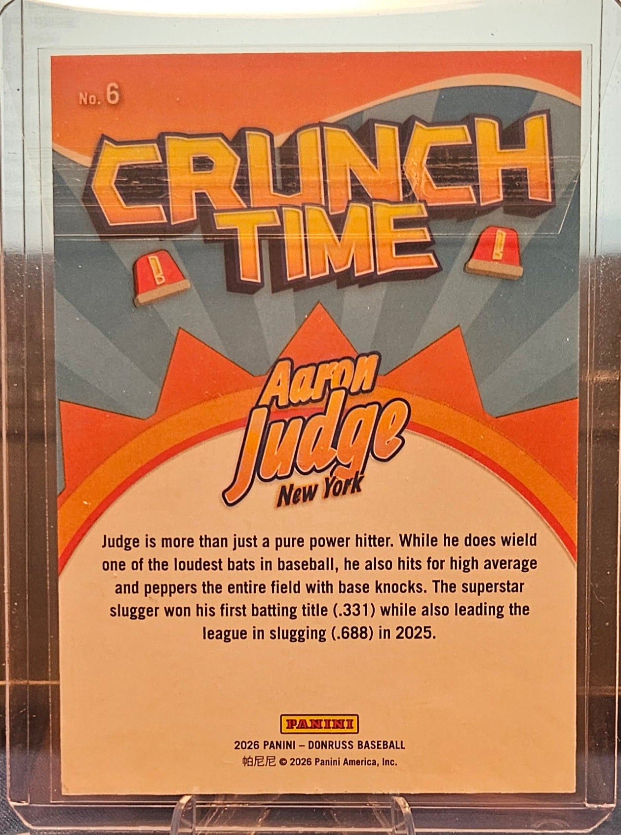 2026 Panini Donruss - Aaron Judge #6 - Crunch Time - Red Ice 92