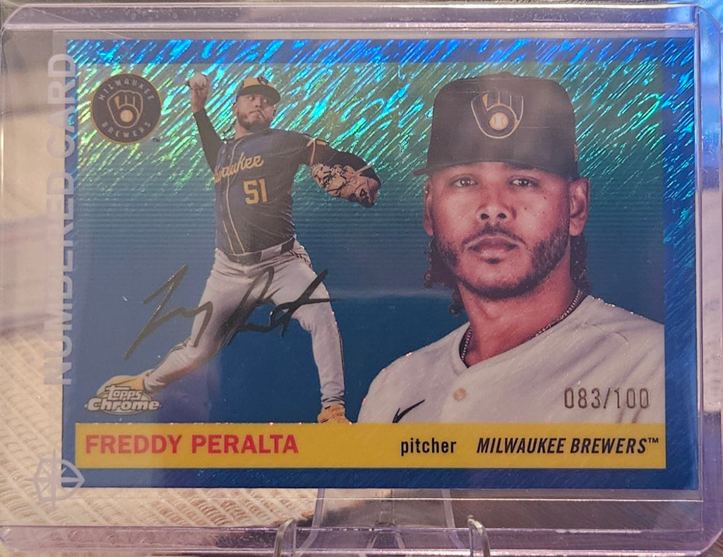 2025 Topps Chrome Platinum Anniversary - Freddy Peralta #28 - Blue Lava Refractor 83/100
