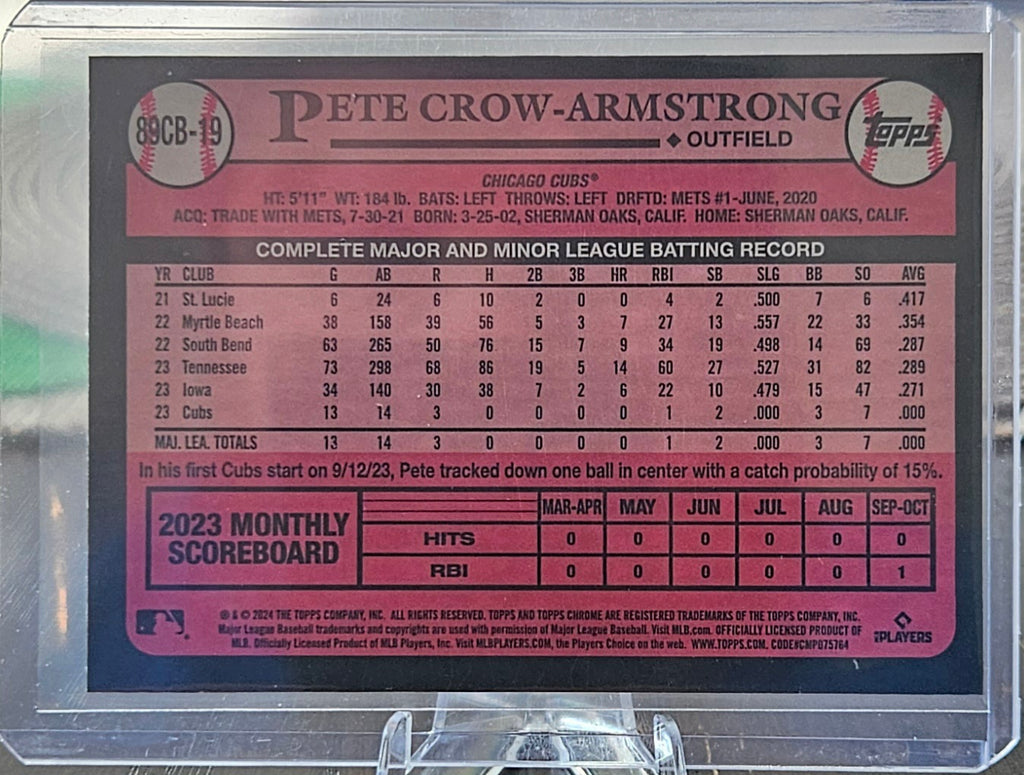 2024 Topps Chrome - Pete Crow-Armstrong #89CB-19 - 1989 Topps (RC)