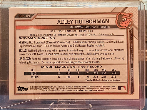 2021 Bowman Chrome - Adley Rutschman #BCP-121 - Purple Refractor 25/250