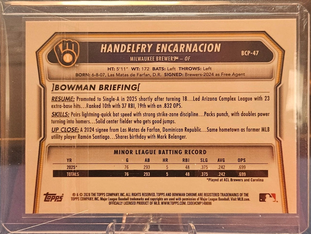 2026 Bowman Chrome - Handelfry Encarnacion #BCP-47 - Green Mojo 241/399