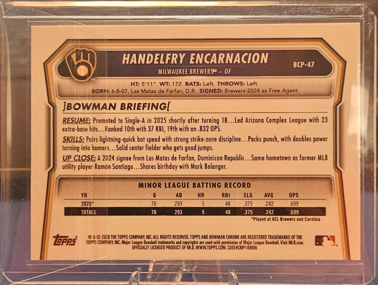 2026 Bowman Chrome - Handelfry Encarnacion #BCP-47 - Green Mojo 241/399