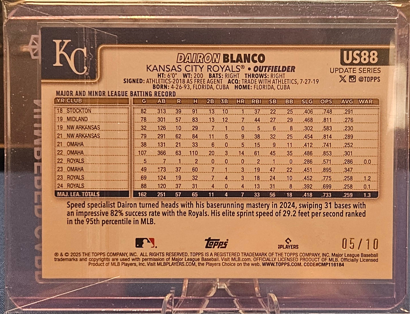 2025 Topps Update - Dairon Blanco #US88 - Black Holo Foil 2/10