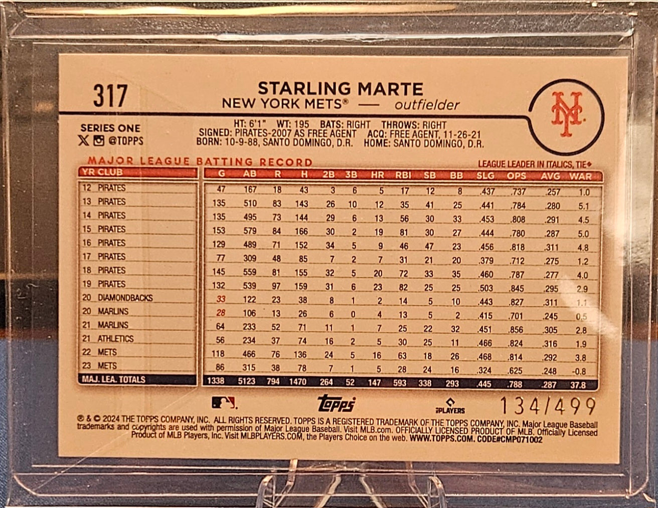 2024 Topps - Sterling Marte #317 - Green Crackle Foil 134/499