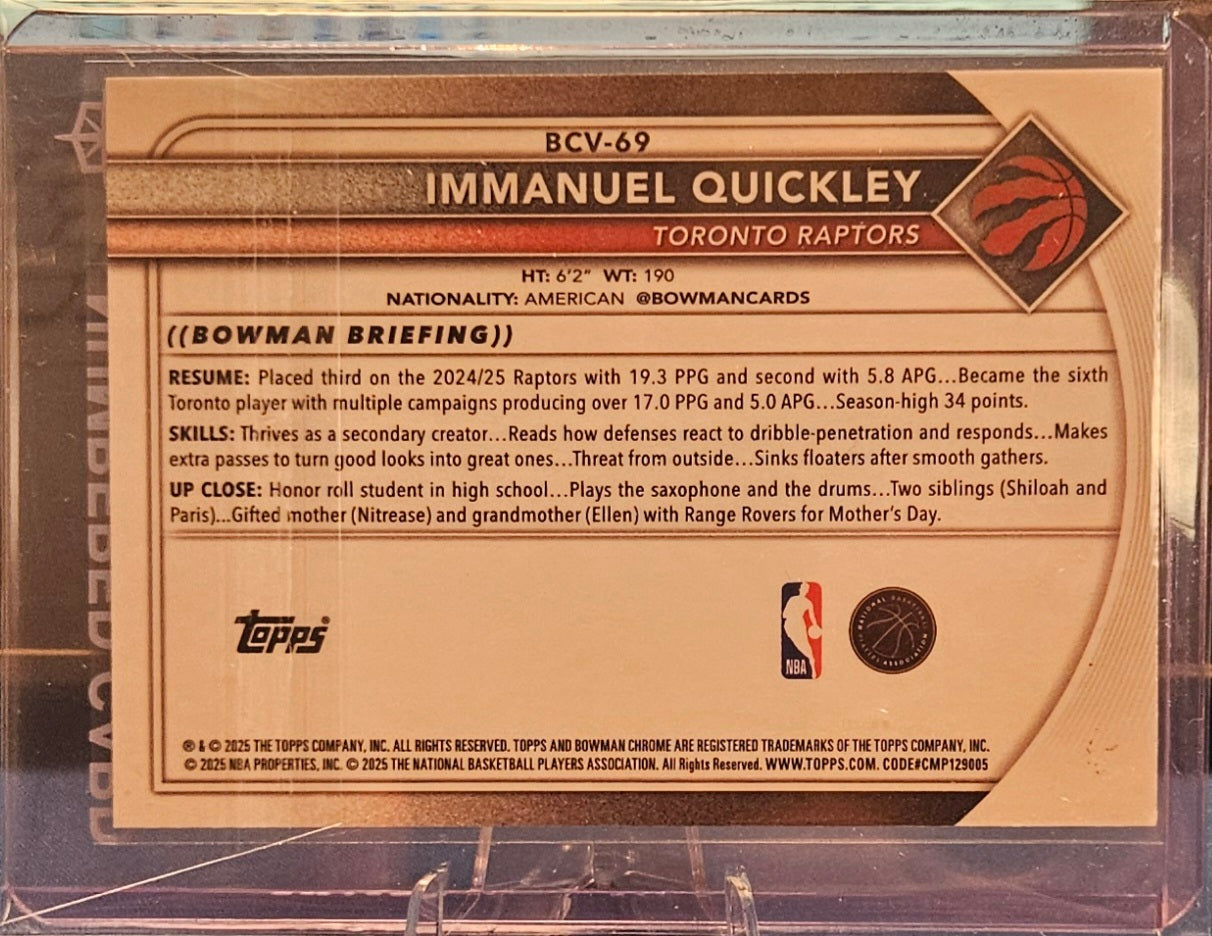 2025-26 Bowman Chrome - Immanuel Quickley #BCV-69 - Green Mojo Refractor 91/99