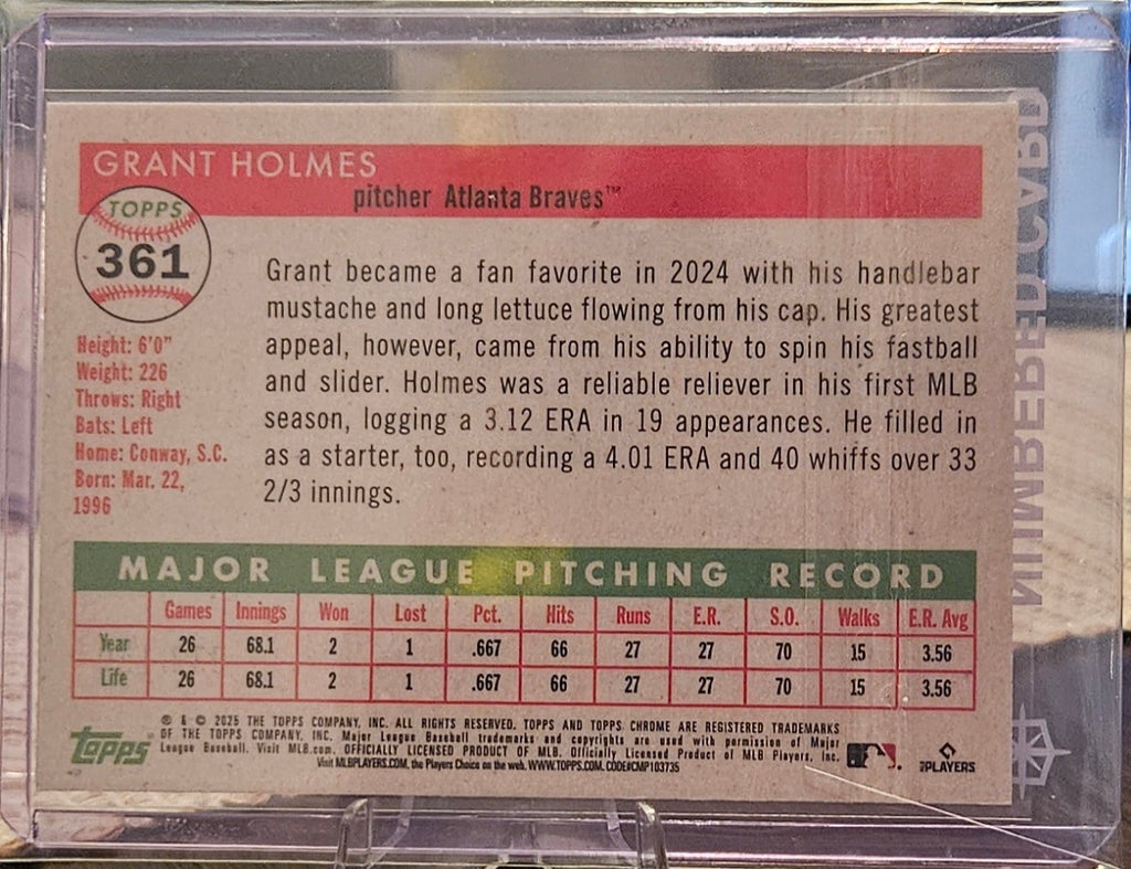 2025 Topps Chrome Platinum Anniversary - Grant Holmes #361 - Speckle Refractor 60/150 (RC)