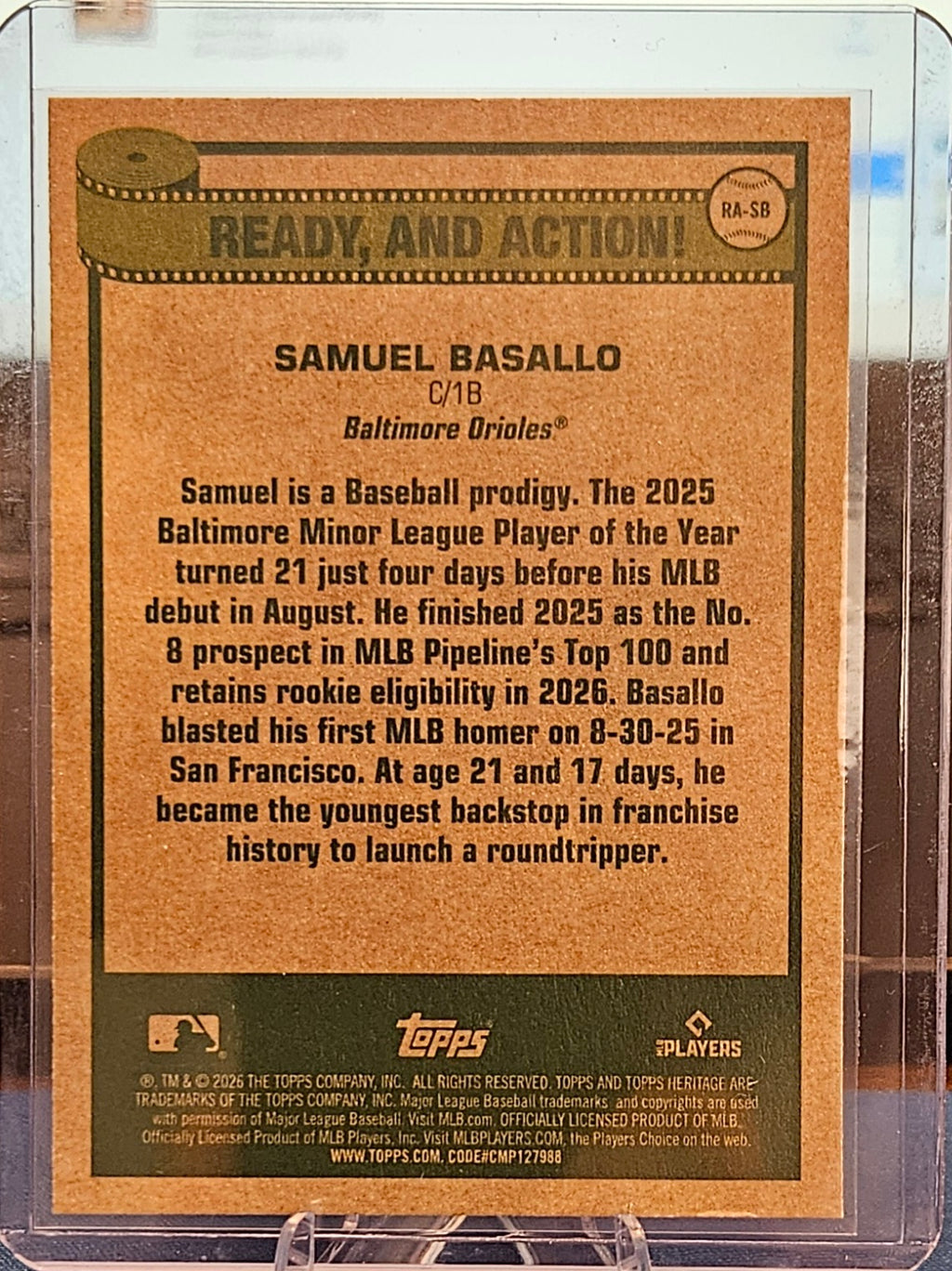 2026 Topps Heritage - Samuel Basallo #RA-SB - Ready, and Action! (RC)