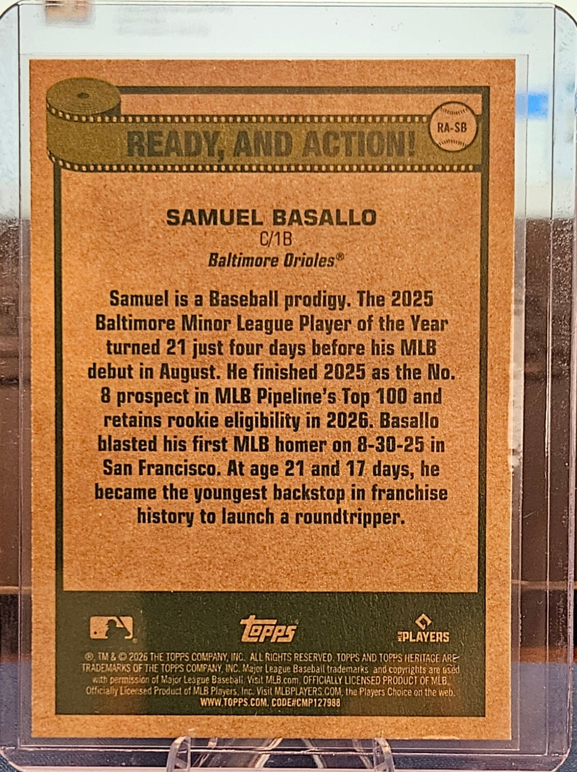 2026 Topps Heritage - Samuel Basallo #RA-SB - Ready, and Action! (RC)