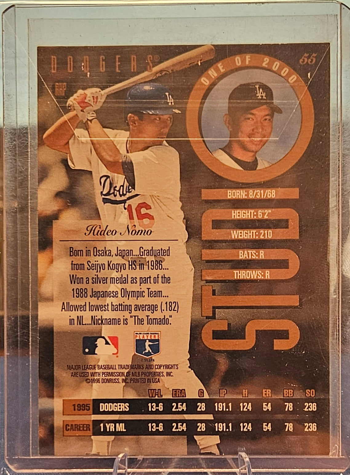1996 Leaf Studio - Hideo Nomo #55 - Bronze Press Proof /2000