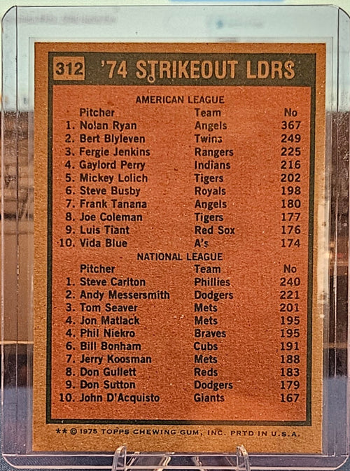 1975 Topps - Nolan Ryan and Steve Carlton #312