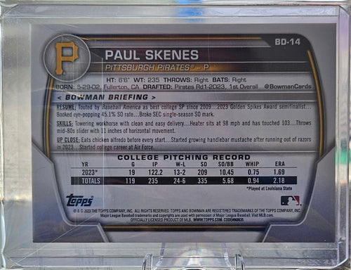 2023 Bowman Draft - Paul Skenes #BD-14 - 1st Bowman