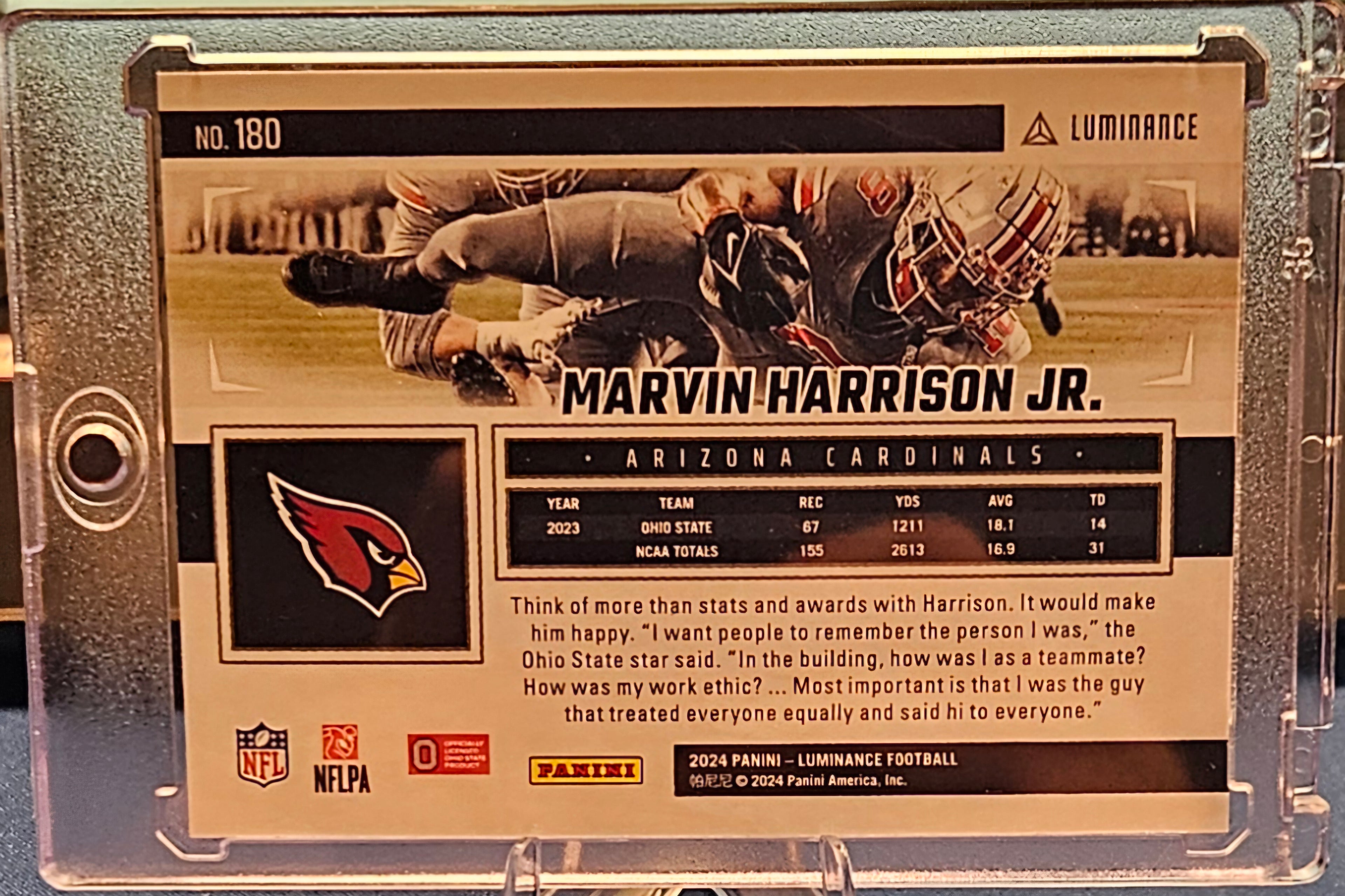 2024 Panini Luminance - Marvin Harrison Jr. #180 - Green 81/100 (RC)