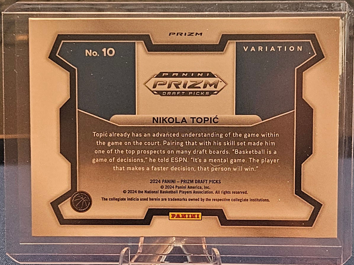 2024-25 Panini Prizm Draft Picks- Nikola Topic #10 - Variations Orange Ice Prizm (RC)