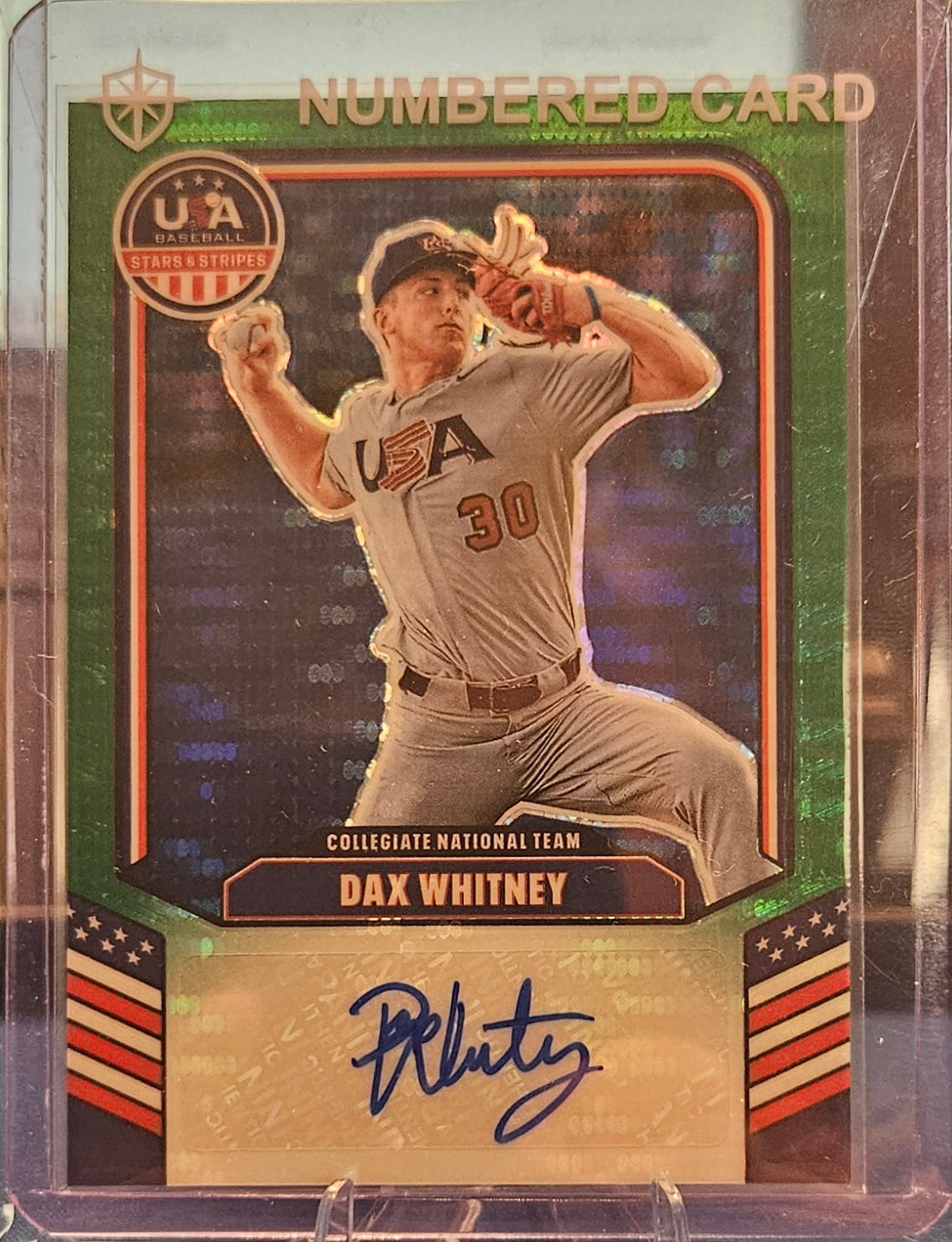 2026 Panini Stars & Stripes - Dax Whitney #CNT-DW - Autograph - Green Prizm 98/99