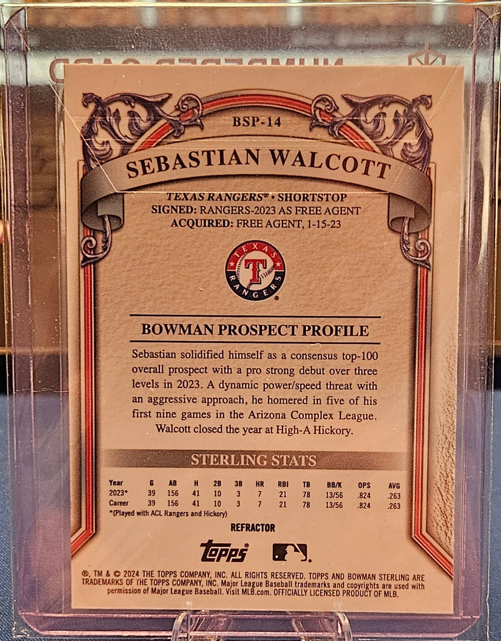 2024 Bowman Sterling - Sebastian Walcott #BSP-14 - Refractor 5/199