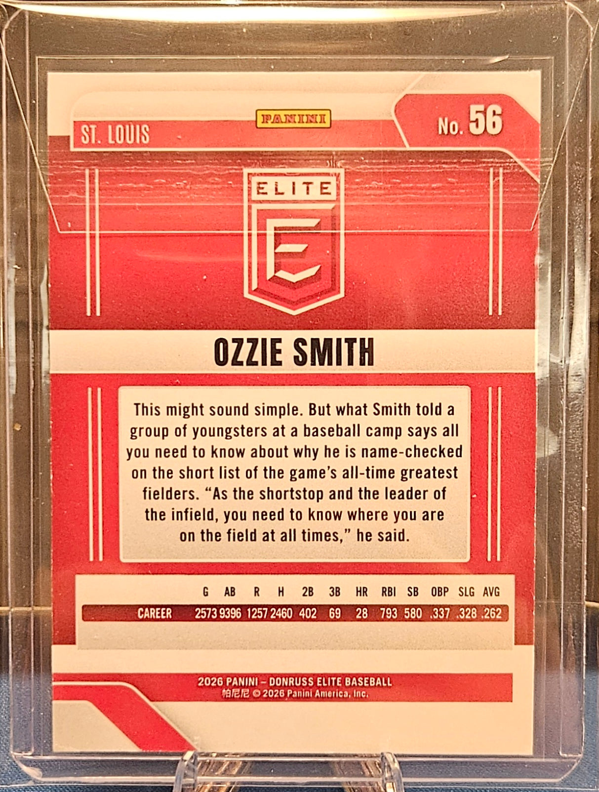 2026 Panini Donruss Elite - Ozzie Smith #56 - Green Lava 329/399