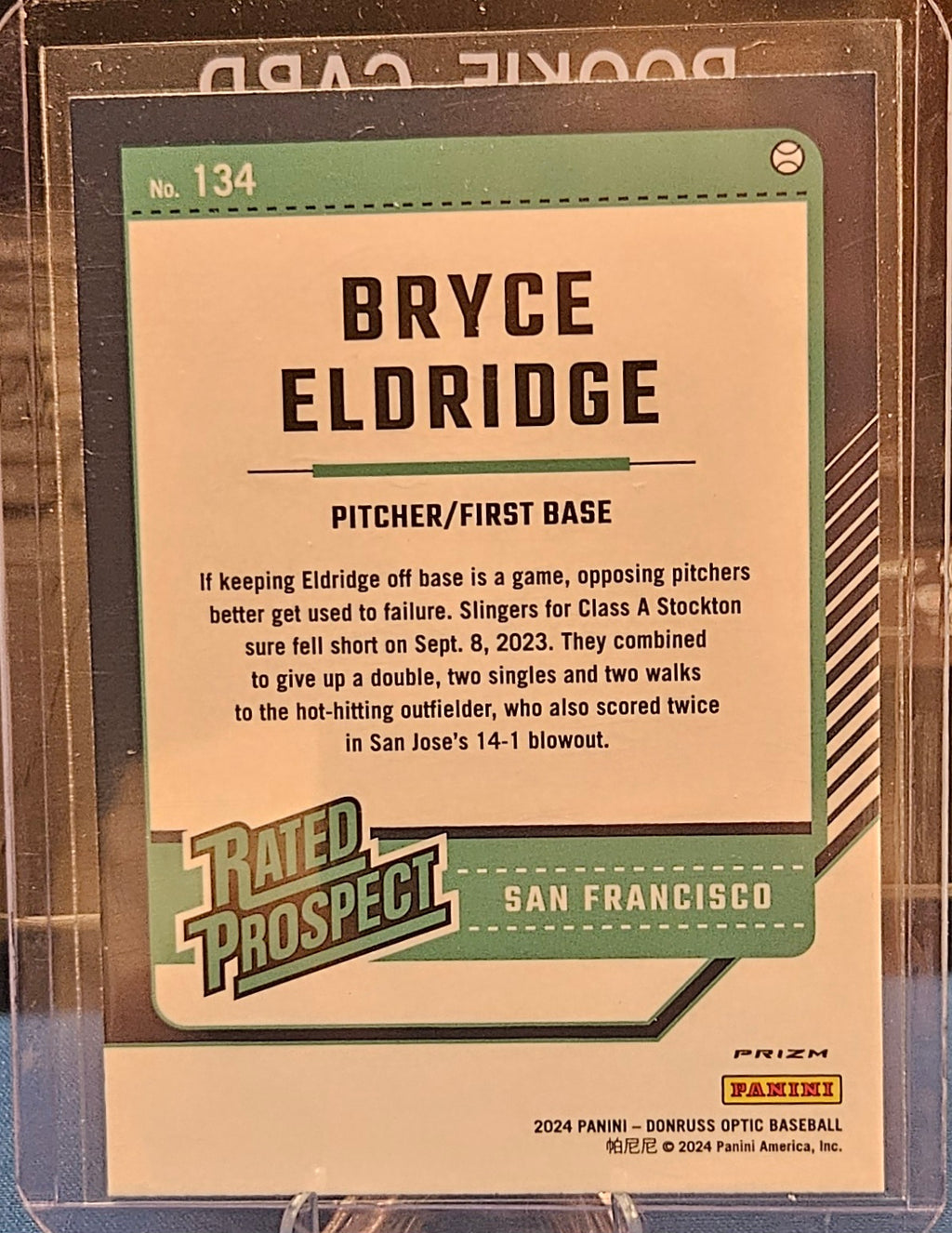 2024 Donruss Optic - Bryce Eldridge #134 - Blue Velocity Prizm - Rated Prospect
