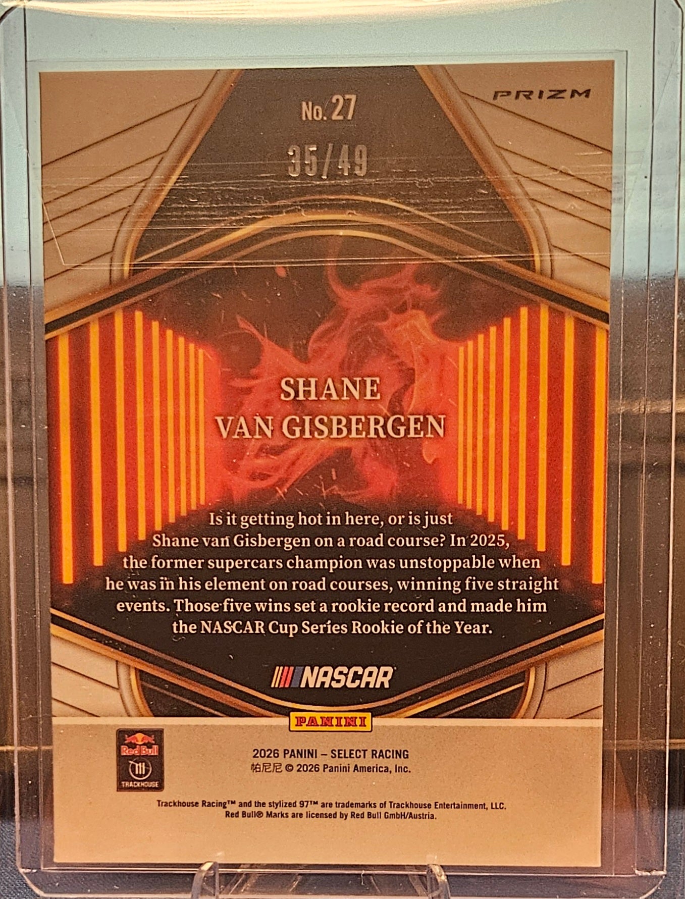 2026 Panini Select NASCAR - Shane Van Gisbergen #27 - En Fuego - Red Ice 35/49