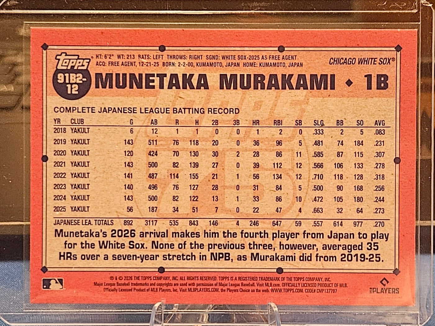 2026 Topps - Munetaka Murakami #91B2-12 - 1991 Insert (RC)