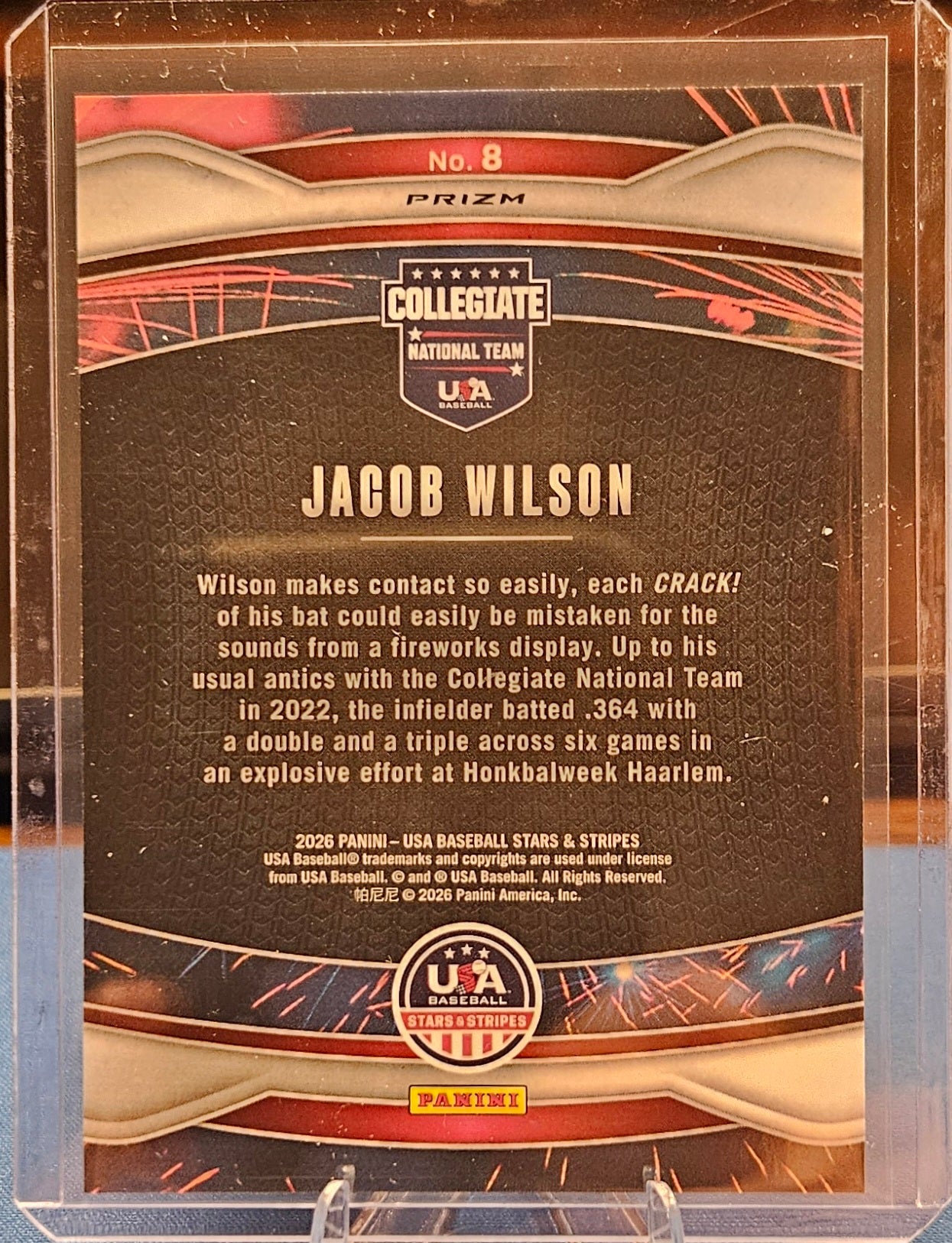 2026 Panini Stars & Stripes - Jacob Wilson #8 - Fireworks - Green Refractor