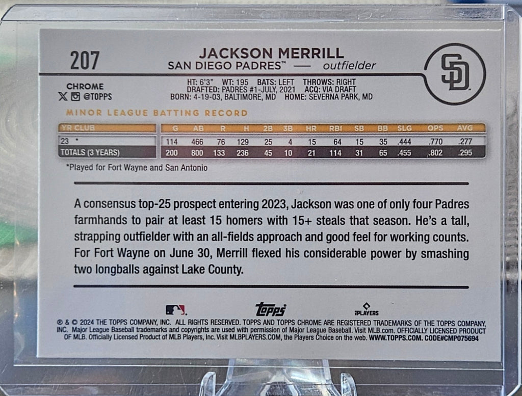 2024 Topps Chrome - Jackson Merrill #207 - Raywave Refractor (RC)