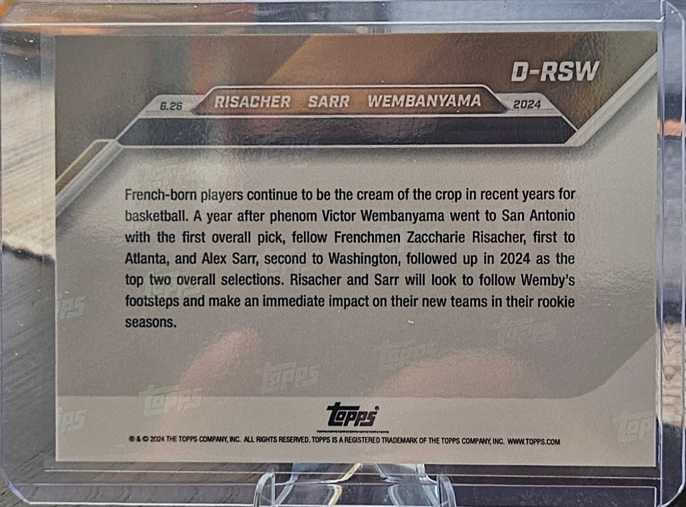2024 Topps Now Draft - Zaccharie Risacher, Alex Sarr, Victor Wembanyama #D-RSW