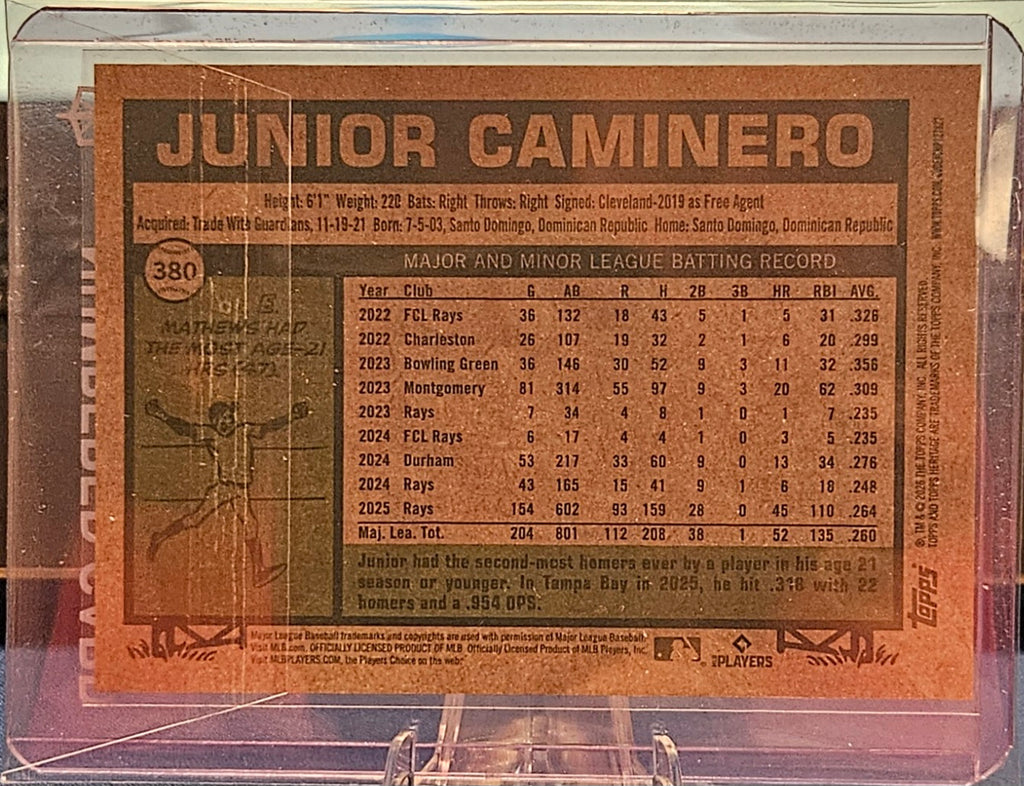2026 Topps Heritage - Junior Caminero #380 - AL All-Stars - Gold 10/50