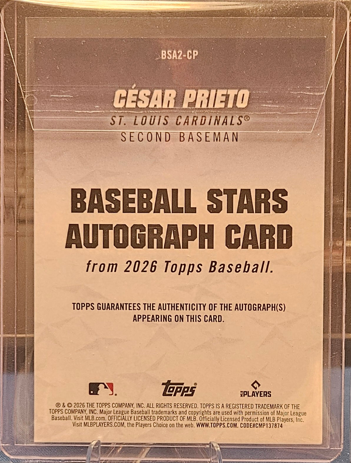 2026 Topps - Cesar Prieto #BSA2-CP - Baseball Stars Autograph (RC)