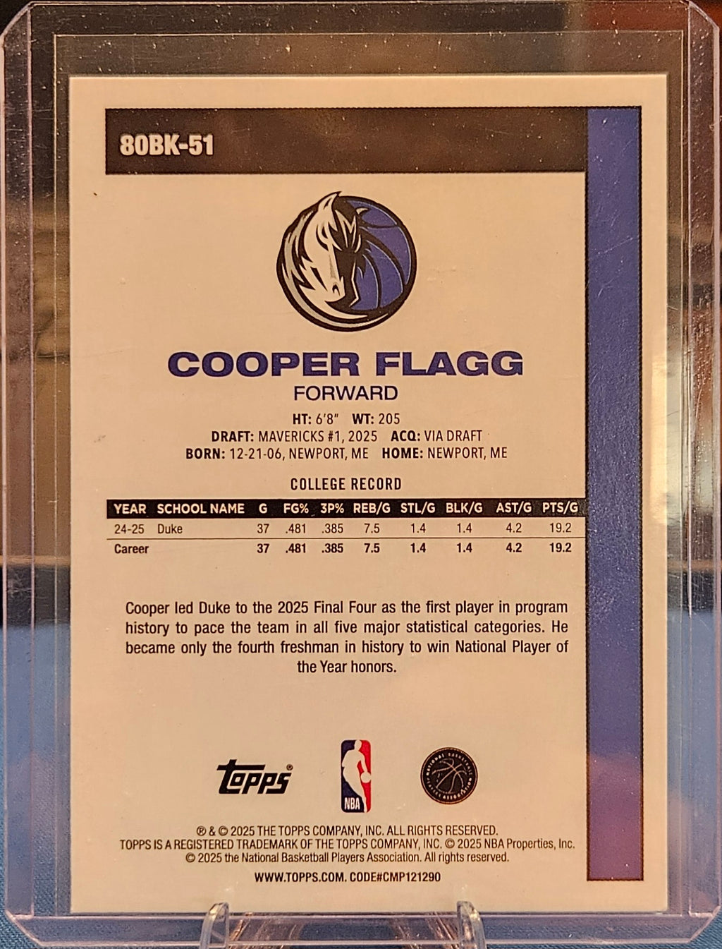2025-26 Topps - Cooper Flagg #80BK-51 - 1980-81 Topps (RC)