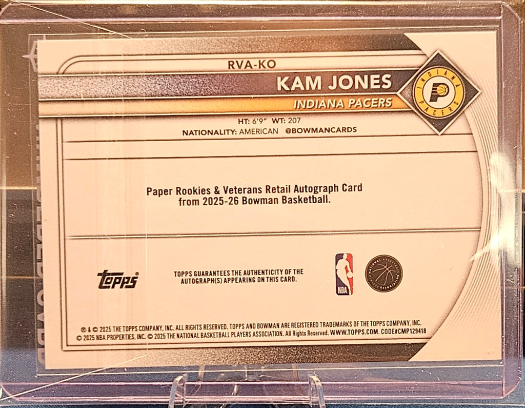 2025-26 Bowman - Kam Jones #RVA-KO - Green Autograph 74/99 (RC)