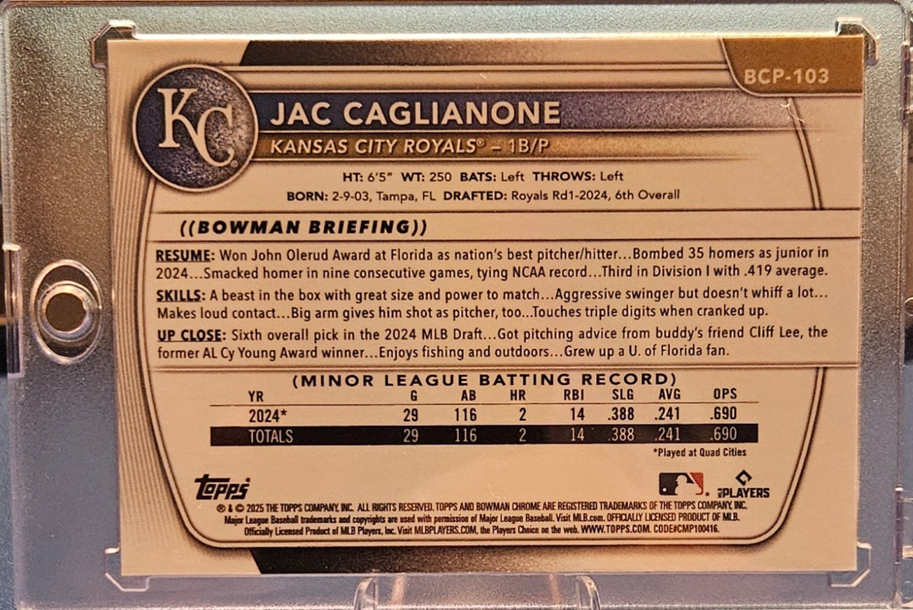 2025 Bowman Chrome - Jac Caglianone #BCP-103 - Reptilian