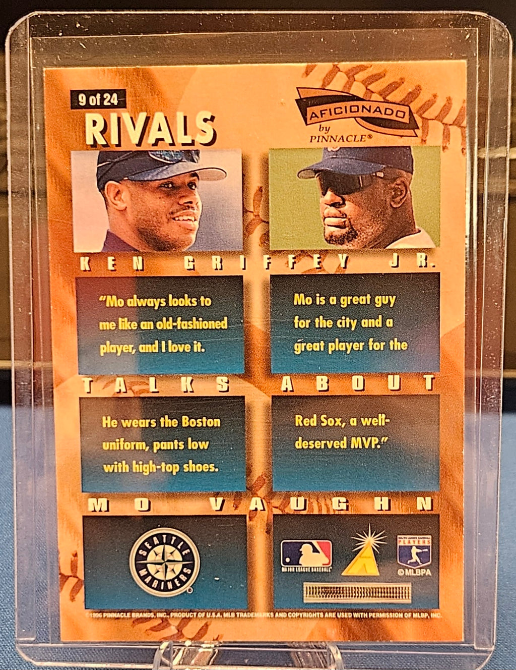 1996 Pinnacle Aficionado - Ken Griffey Jr. & Mo Vaugn #9 - Rivals
