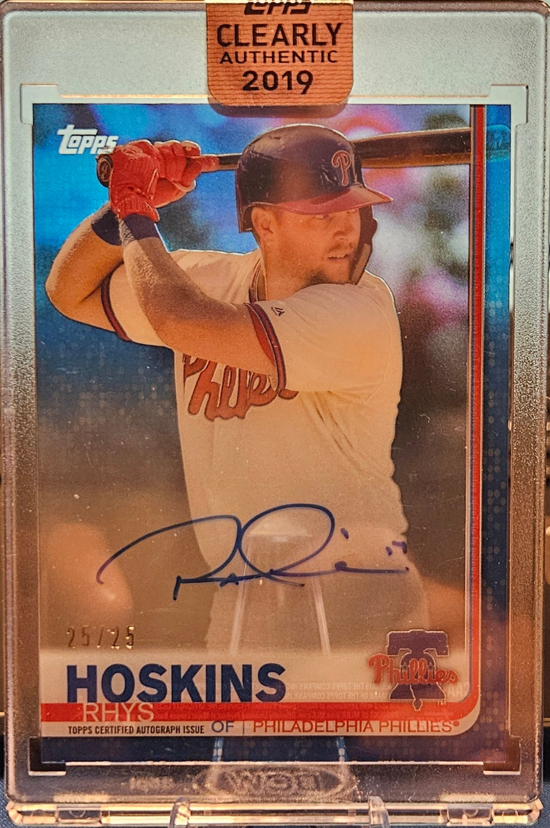 2019 Topps Clearly Authentic - Rhys Hoskins #CAA-RH - Blue 25/25 - Autograph