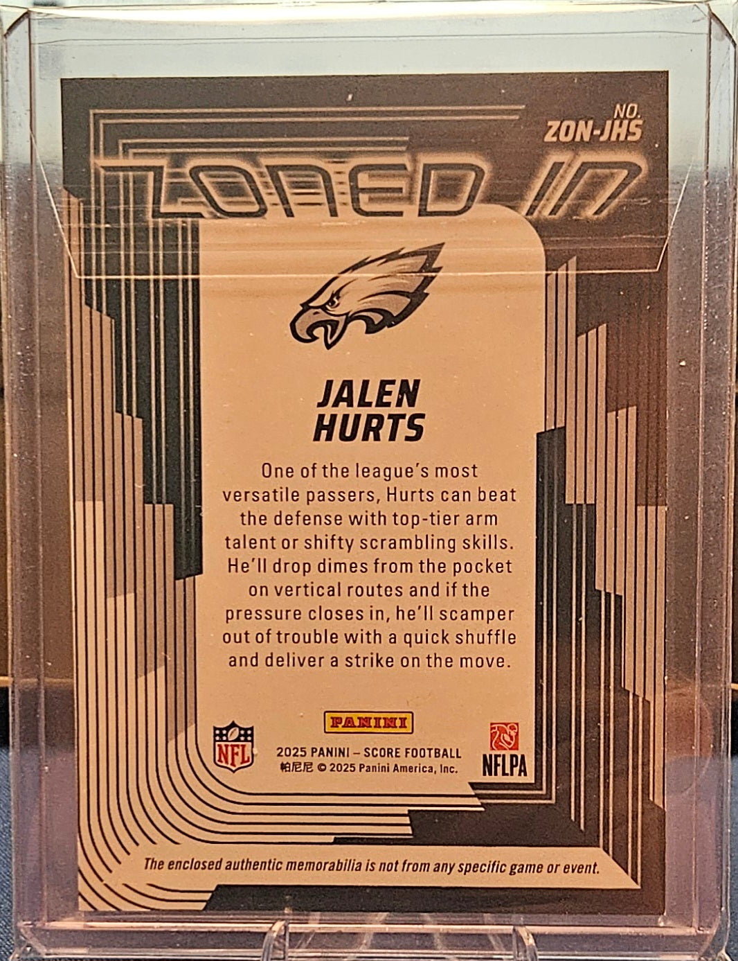 2025 Panini Score - Jalen Hurts #ZON-JHS - Zoned In