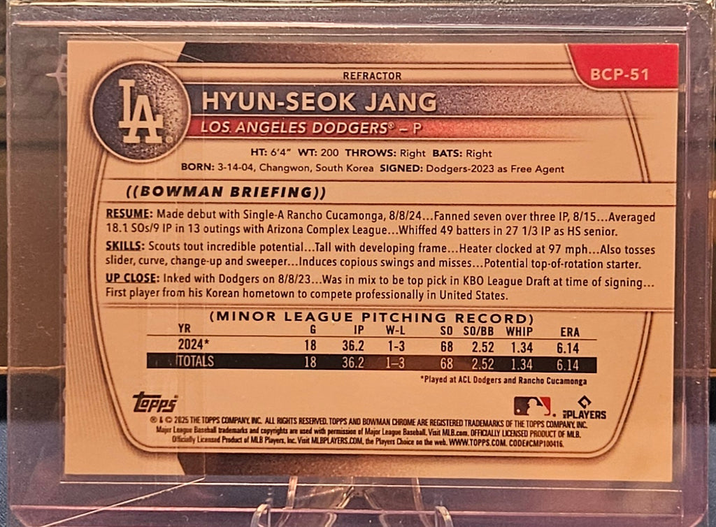 2025 Bowman Chrome - Hyun-Seok Jang #BCP-51 - 1st Bowman Refractor 399/499