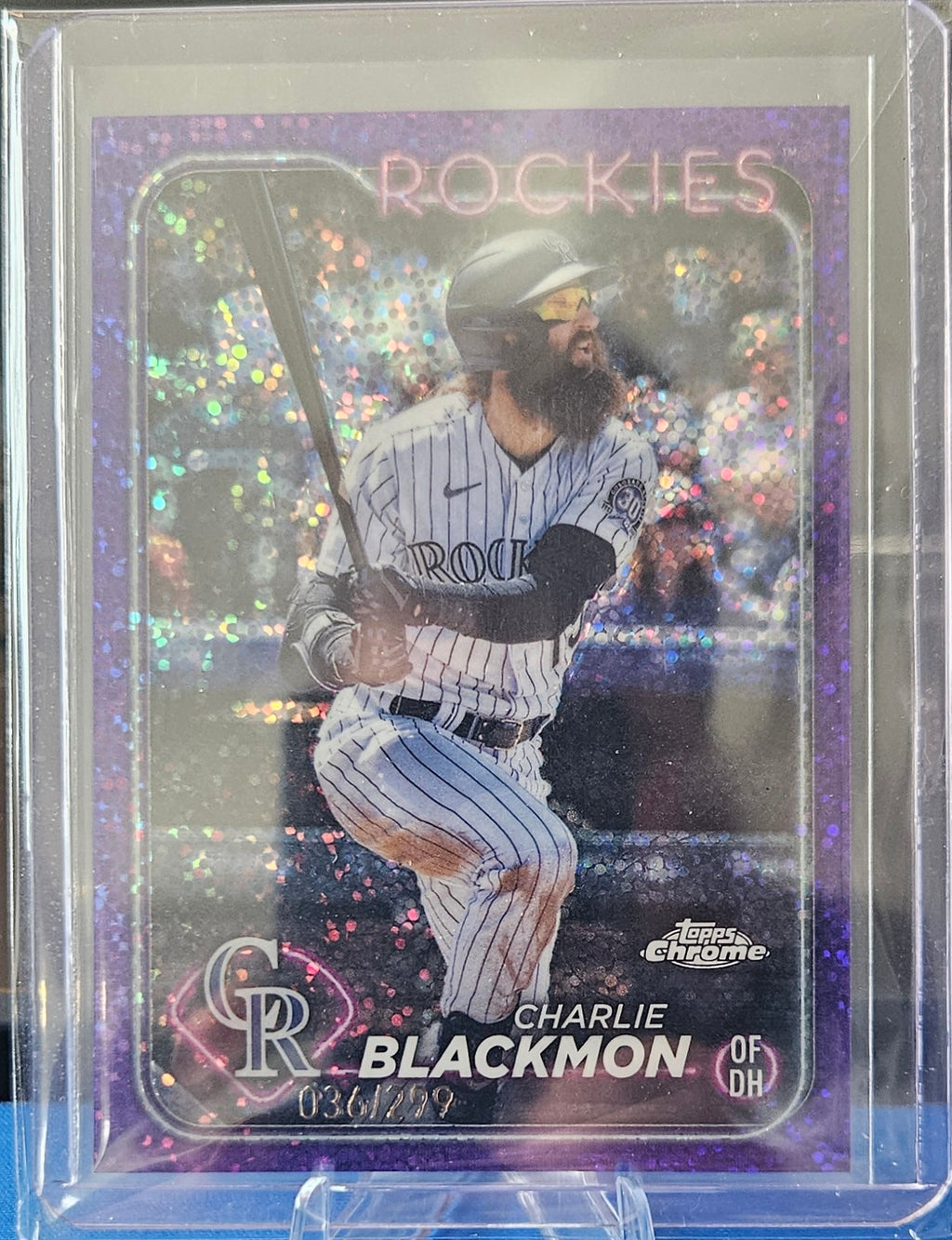 2024 Topps Chrome - Charlie Blackmon #157 - Purple Speckle Refractor 36/299