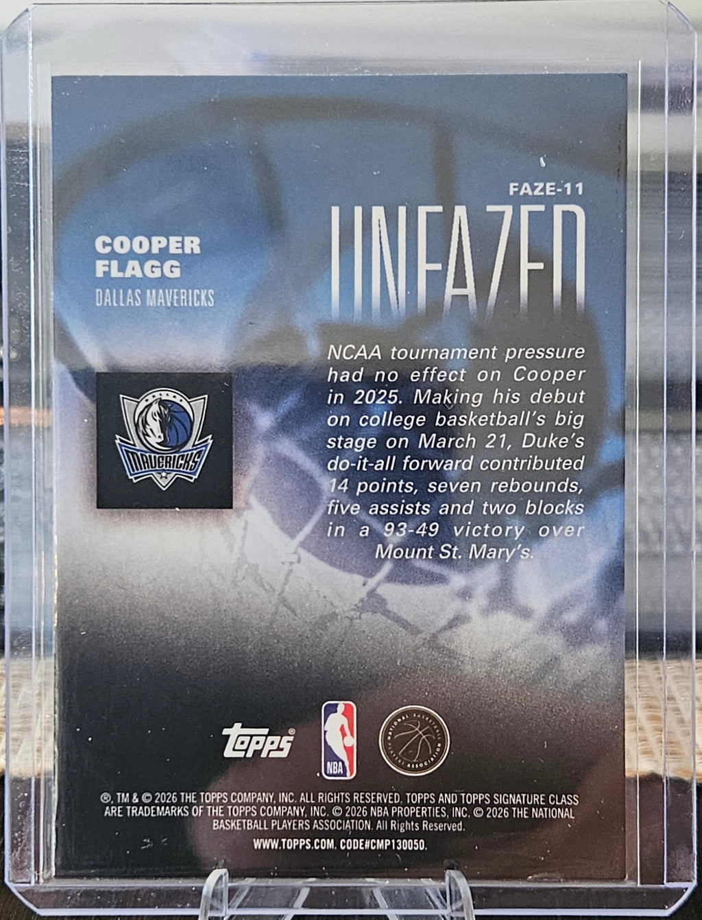 2025-26 Topps Signature Class - Cooper Flagg #FAZE-11 - Unfazed (RC)