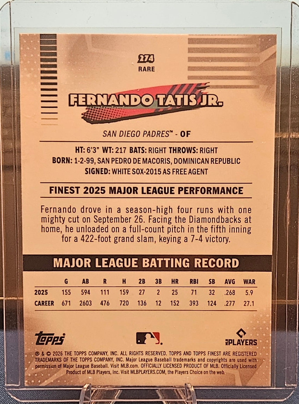 2026 Topps Finest - Fernando Tatis Jr. #274 - Mini Diamonds