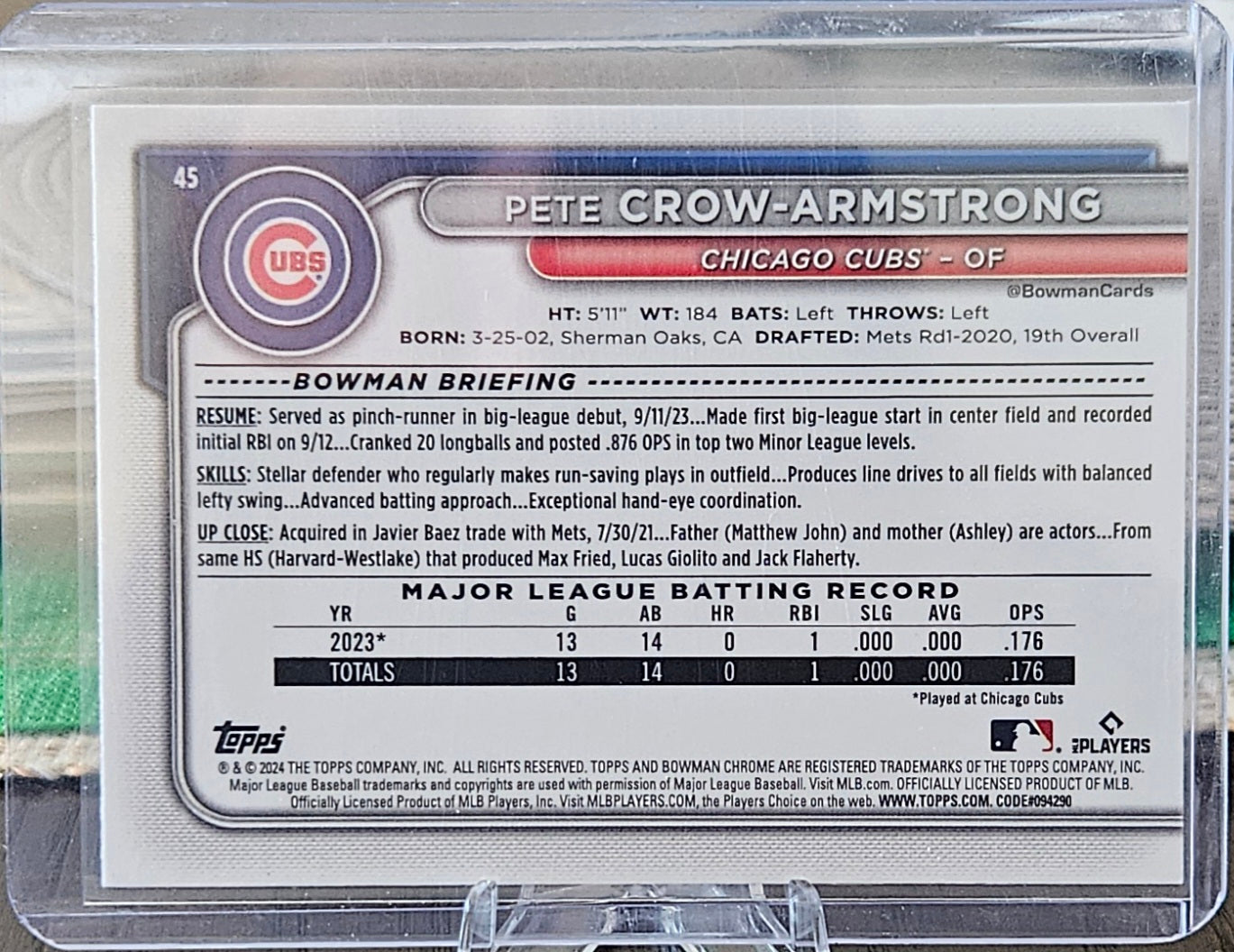 2024 Bowman Chrome - Pete Crow-Armstrong #45 - Mojo Refractor (RC)