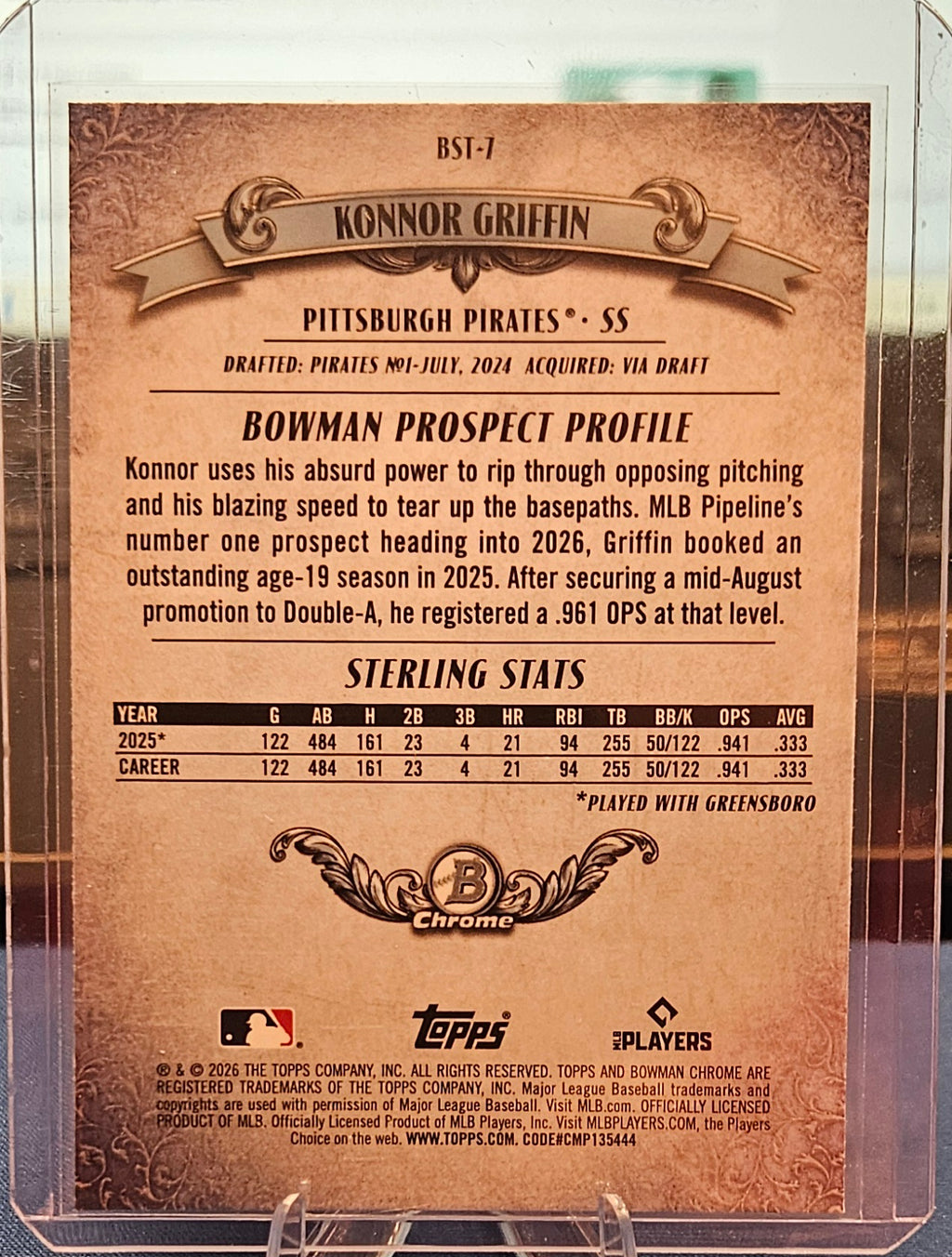 2026 Bowman Chrome Sterling - Konnor Griffin #BST-7
