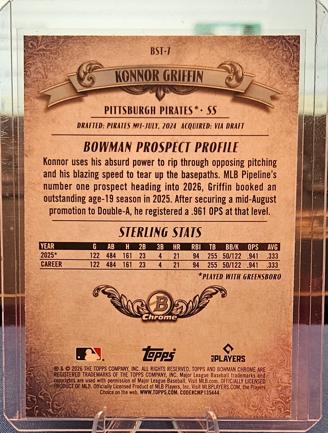 2026 Bowman Chrome Sterling - Konnor Griffin #BST-7