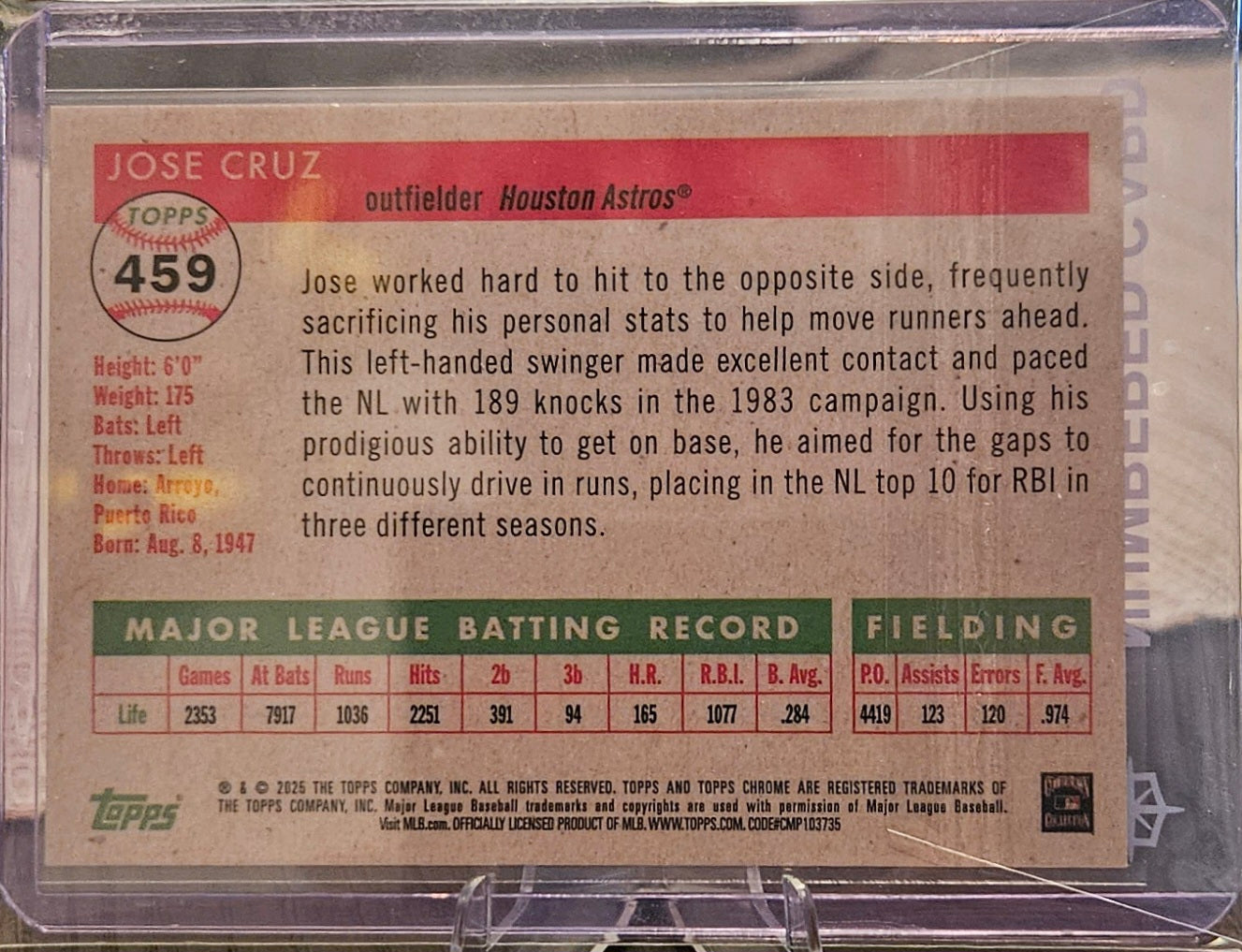 2025 Topps Chrome Platinum Anniversary - Jose Cruz #459 - Black 1/10