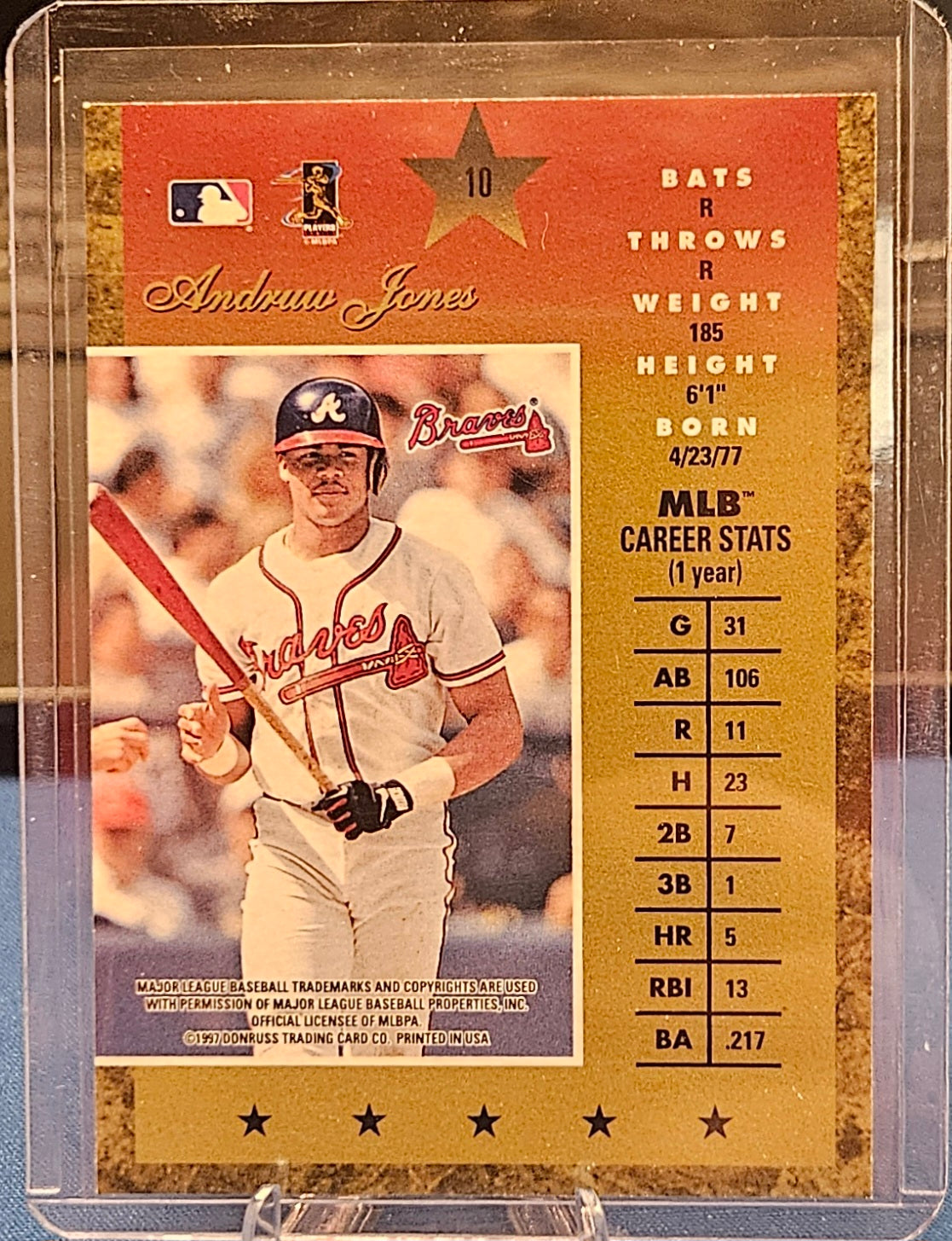 1997 Donruss Elite - Andrew Jones #10 - Gold
