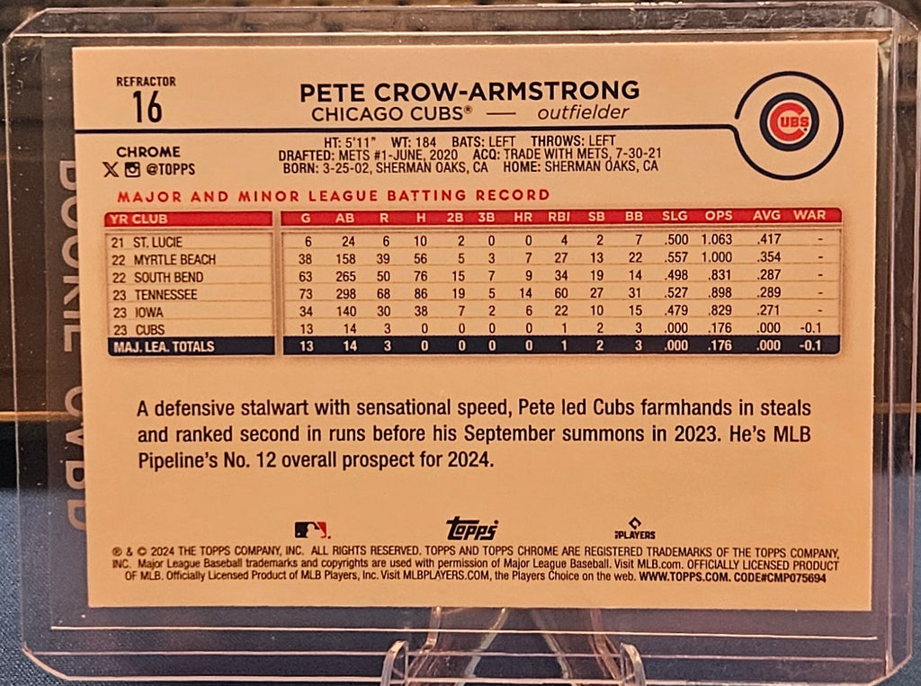 2024 Topps Chrome - Pete Crow-Armstrong #16 - Refractor (RC)