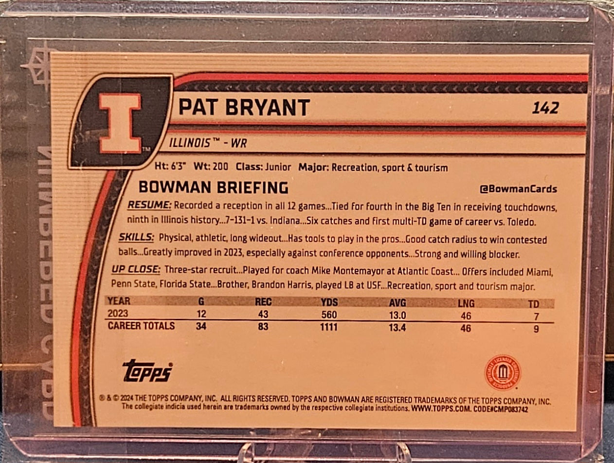 2024 Bowman University - Pat Bryant #142 - Purple Mini Diamond Refractor 1st Bowman 7/375