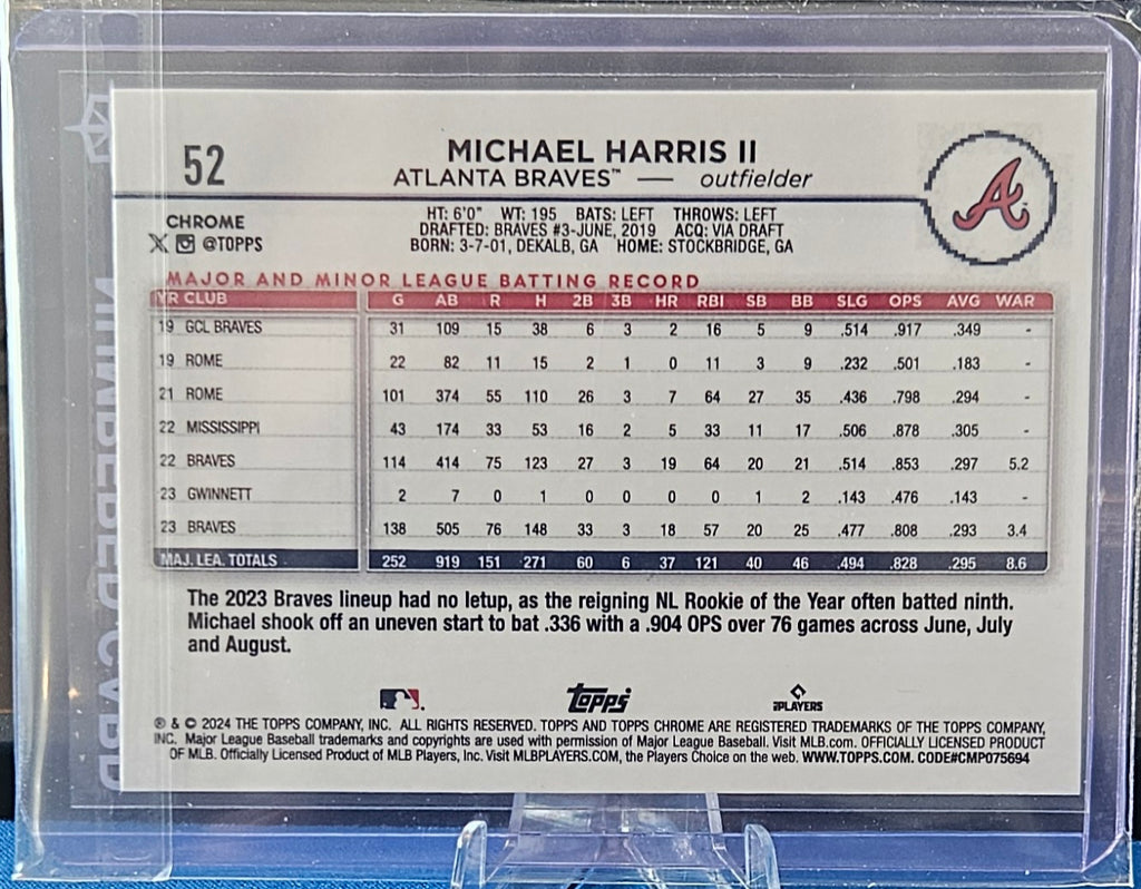 2024 Topps Chrome - Michael Harris II #52 - Aqua Refractor 108/199