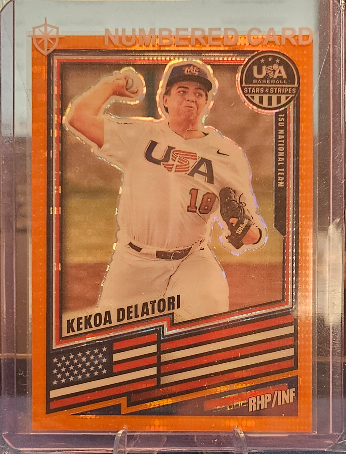 2026 Panini Stars & Stripes - Kekoa Delatori #27 - Orange Prizm 44/249